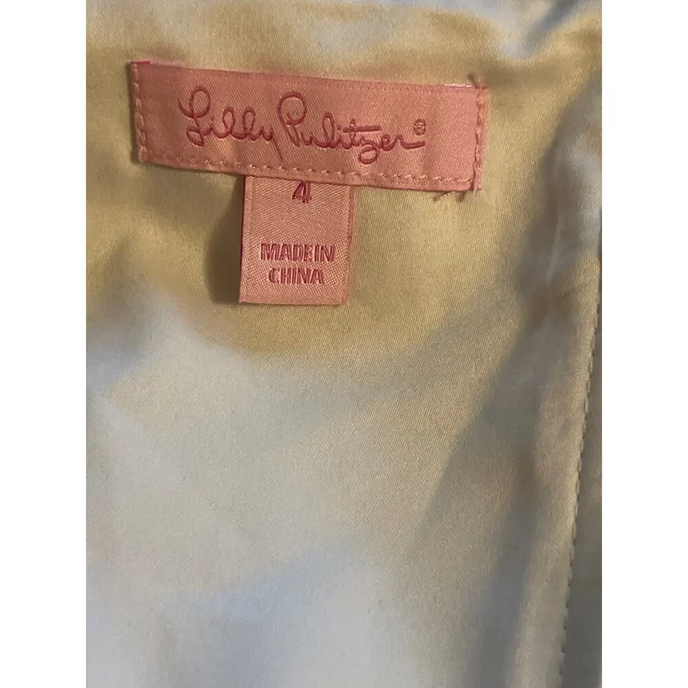 Lilly Pulitzer Marielle Ivory Shimmer Lace Strapless Fit Flare Dress Size 4 - Picture 8 of 8